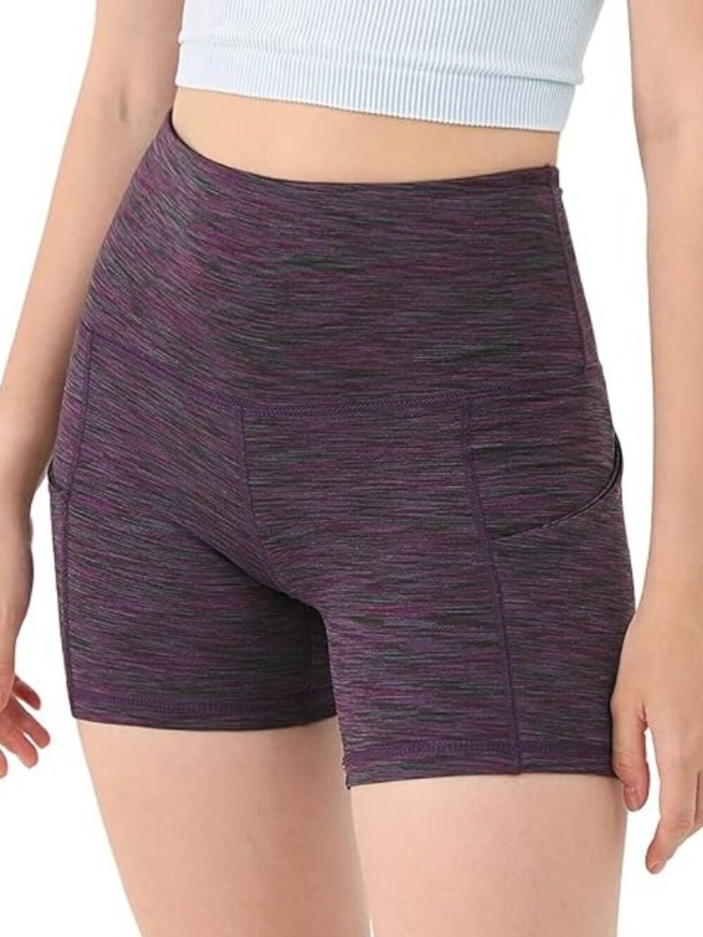 Ododos High Waist Biker Shorts with Pockets 5.5" - XL SpaceDye Wine